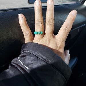 Handmade gold plated wire wrapped Turquoise ring